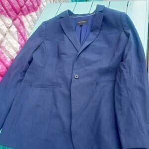 Banana Republic Long & Lean Fit Washable Italian Wool-Blend Blazer - Navy (Style